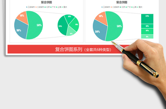 商务复合饼图系列 占比分析图表