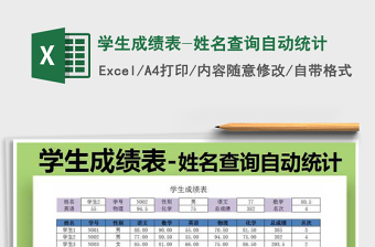 2025年学生成绩表-姓名查询自动统计