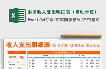 2024年财务收入支出明细表（自动计算）