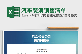 2025年汽车装潢销售清单