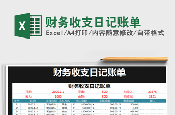 2025年财务收支日记账单