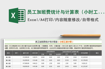 员工加班费统计与计算表（小时工资计算）