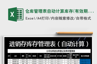 2025年仓库管理表自动计算库存(有效期提醒）免费下载