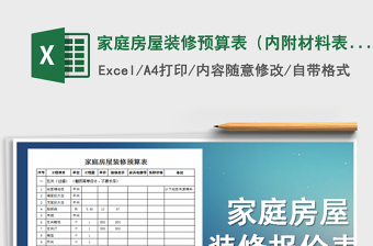 家庭房屋装修预算表（内附材料表、报价表）