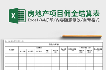 2024年房地产项目佣金结算表免费下载