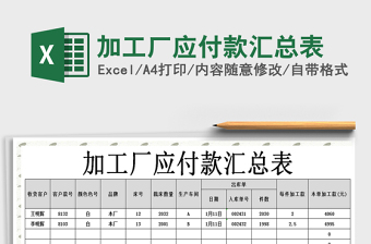 2025年加工厂应付款汇总表