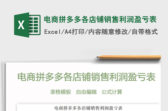 2024年电商拼多多各店铺销售利润盈亏表