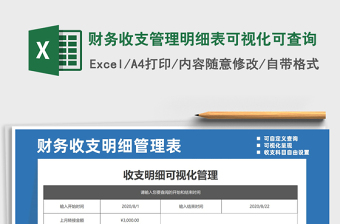 2025年财务收支管理明细表可视化可查询