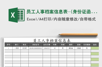 2025年员工人事档案信息表-(身份证函数提取详细信息)