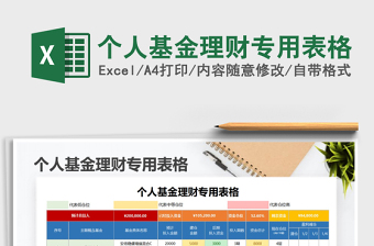 2024年个人基金理财专用表格免费下载