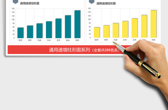 2025年通用递增柱形图 财务营销对比分析图表模板