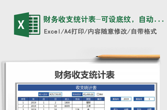 2025年财务收支统计表-可设底纹，自动统计