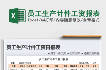 2025年员工生产计件工资报表免费下载