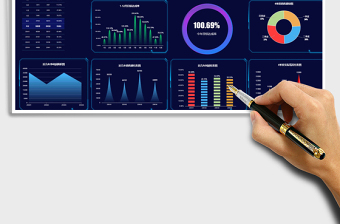 2024年科技风年终数据可视化看板免费下载