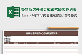 2025年餐饮新店开张菜式试吃顾客签到表