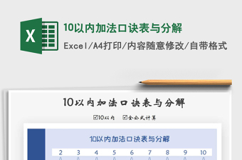 10以内加法口诀表与分解