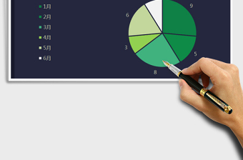 2025年饼图图表 藏青艳绿系图表模板