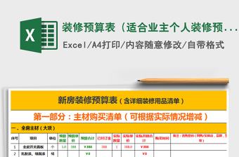 2024年装修预算表（适合业主个人装修预算）免费下载