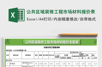 2025年公共区域装修工程市场材料报价表