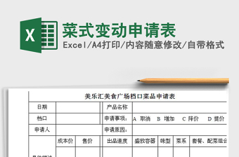 2025年菜式变动申请表