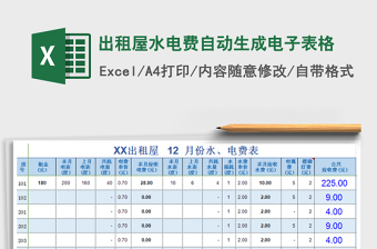 2024年出租屋水电费自动生成电子表格免费下载