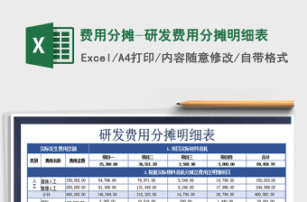 2024年费用分摊-研发费用分摊明细表免费下载