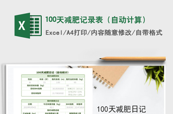 2025年100天减肥记录表（自动计算）