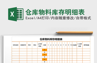 2025年仓库物料库存明细表