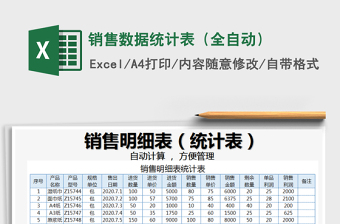 2025年销售数据统计表（全自动）