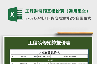 工程装修预算报价表（通用很全）