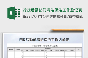 2025年行政后勤部门清洁保洁工作登记表