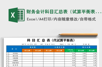 2025年财务会计科目汇总表（试算平衡表）