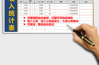 2025年财务收入统计（自动计算，图表，可查询，分类可定义）