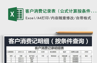 2025年客户消费记录表（公式计算按条件查询）