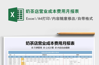 2024年奶茶店营业成本费用月报表免费下载