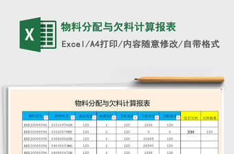 2025年物料分配与欠料计算报表