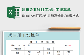 2025年建筑企业项目工程用工结算单