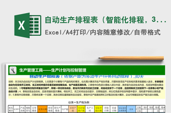 2024年自动生产排程表（智能化排程，30天）免费下载