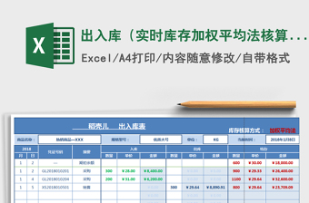 2024年出入库（实时库存,加权平均法核算）免费下载