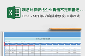 2024年利息计算表格企业拆借不定期借还款利息计算免费下载