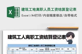 2025年建筑工地离职人员工资结算登记表