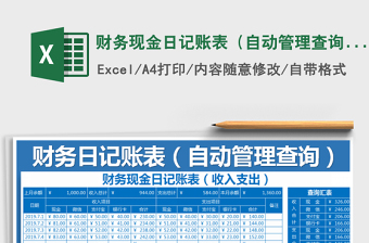 2025年财务现金日记账表（自动管理查询明细）