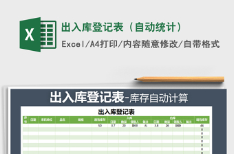 2025年出入库登记表（自动统计）