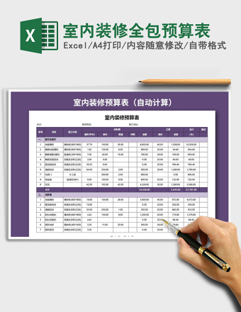 2025年室内装修全包预算表