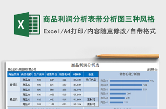 2024年商品利润分析表带分析图三种风格免费下载