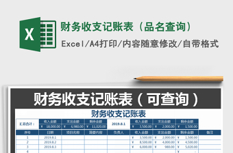 2025年财务收支记账表（品名查询）免费下载