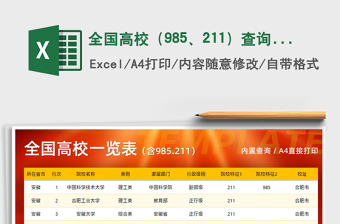 2024年全国高校（985、211）查询表免费下载