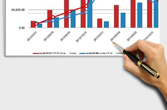 2024年柱形图-折线图组合图表（蓝红色）