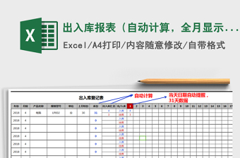2025年出入库报表（自动计算，全月显示，可多年度使用）