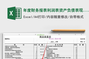 2024年年度财务报表利润表资产负债表现金流量表模板带公式